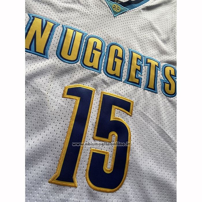 Maglia Denver Nuggets Nikola Jokic No 15 Mitchell & Ness 2016-17 Bianco